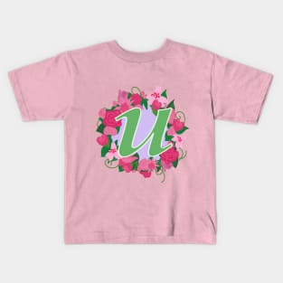 Monogram U, Personalized Floral Initial Kids T-Shirt